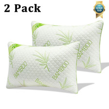 2x Foam Bamboo Bed Pillow
