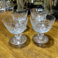 Set of 4 Cut Glass Crystal Champagne Coupes Glasses No Box Excellent Condition