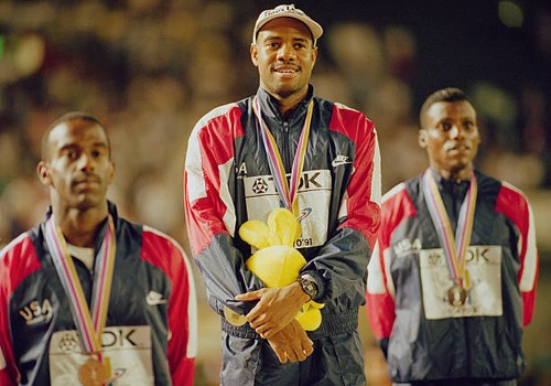 Mike powell usa celebrates - powell,