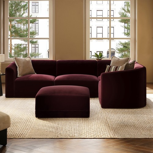 Large burgundy velvet curved - velvet,