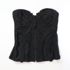 C1980s vintage Frederick's of Hollywood black cupped bustier zip corset size 36C