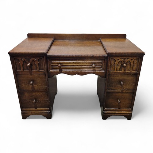 Antique oak kneehole dressing - antique,
