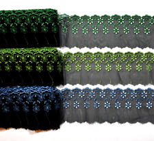 WHOLESALE JOB LOT 30M 9cm / 3.5" Embroidered BLACK LACE Trim Bundle Blue Green