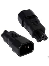 3 Pin IEC Kettle Lead Socket C14 to Cloverleaf Plug C5 Power Mains Plug Adapter