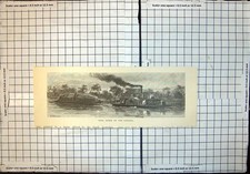 Original Old Antique Print Wool Barge Darling River New South Wales 1886 19th