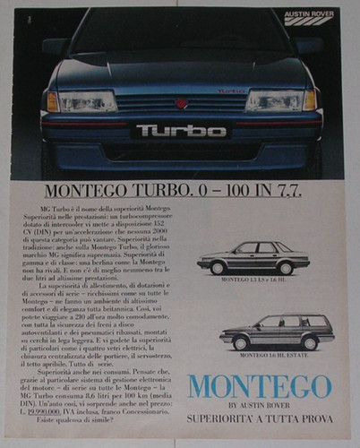 1985 austin rover montego - montego, mg