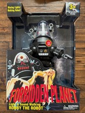 Rare Walmart Exclusive Goldlok 14" Robby the Robot – walks, lights, sounds – MIB