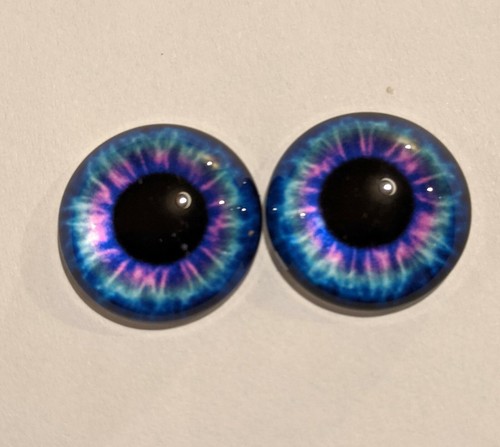 Blue pink glass cabachon - cabachon, eyes