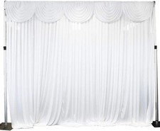 3M X 3M White Backdrop Curtains Wedding Party Ice Silk Detachable Decorations