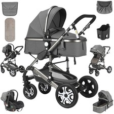 Baby Pushchair 3 in 1 Travel System Pram Buggy / Car Seat Folding Stroller UK