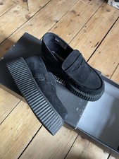 Underground Creepers Double Sole Size 4 With Box Loafers Black Suede Leather