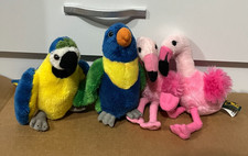Bundle of 4x Ravensden Birds Parrot Flamingo Soft Toy Plush 6"