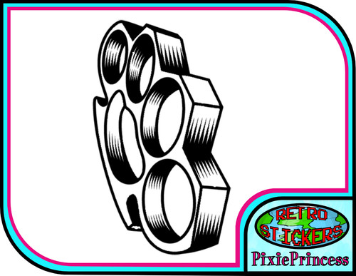 Knuckle brass vinyl sticker - f,