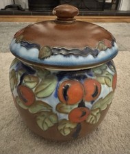 Crown Devon Lidded Jar with Cherry Tree Decoration.