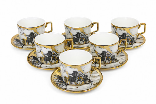 Modern grey trimed tea - , cups