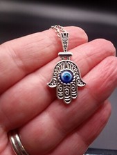 Hamsa Hand Necklace Gift Hand of Fatima Spiritual Buddha Evil Eye Pendant God UK