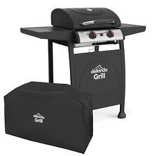 2 Burner BBQ Gas Grill, Thermometer, with Cover - Black/Stainless Steel