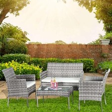 4 Piece Mix Grey Rattan Garden
