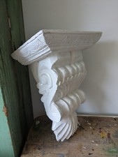 Vintage Carved Wood Architectural Corbel Sconce Shelf Home Decor XL White Shabby