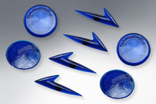 LAMBRETTA VESPA DOUBLE LEGSHIELD TRIM REPALCEMENT ULMA BLUE GEM SET