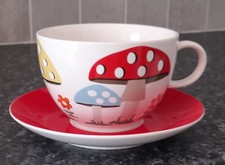 CATH KIDSTON LARGE TEA CUP AND SAUCER - MUSHROOM/TOADSTOOL DESIGN