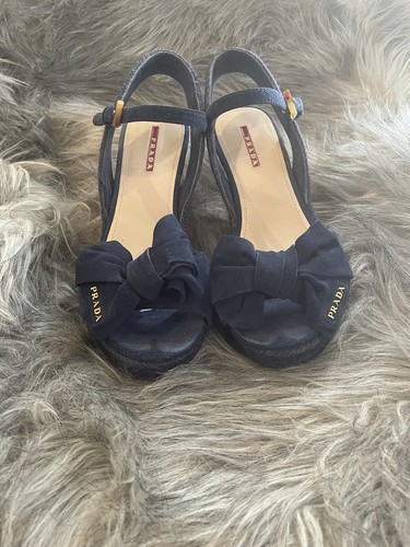 Prada blue suede espadrille - prada,