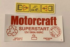 Ford Escort Mk4 RS Turbo S2, XR3i, Ghia Motorcraft Battery Decal Sticker
