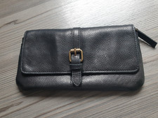FAT FACE - SOFT BLACK LEATHER BUCKLE FOLD OVER PURSE. LARGER SIZE.