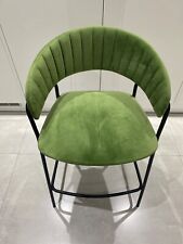 Rockett St George Curved Back Velvet Bar Stool In Moss Green