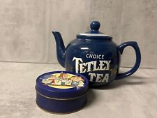 Collectable TETLEY  TEAPOT,  Blue Choice With Vintage Tetley Coasters 