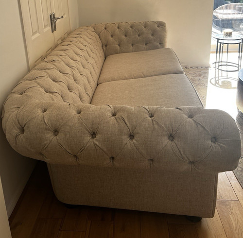 Beige tufted chesterfield - chesterfield, sofa