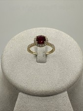 Ruby Colour Ring 9ct Yellow Gold Ladies Jewellery With CZ stones