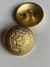 Real Metal Military Regiment Warm Gold Tone Shank Buttons 6pcs 36L (23mm)