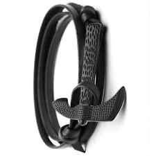 22cm Black Leather Anchor Axe Viking Bracelet For Men's Wristband Bangle Jewelry