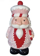 New Pink Cupcake Santa Cookie Jar Christmas Peppermint Palace