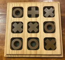 Traditional wooden noughts and crosses board 17x17cm