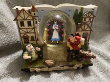 RARE DISNEY BEAUTY AND THE BEAST 2 SIDED MUSICAL SNOWGLOBE ONCE UPON A TIME