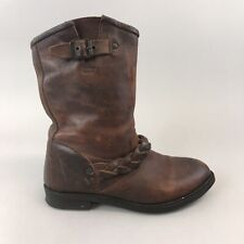 H By Hudson Brown Distressed Leather Ankle Pull On Biker Rider Boots EU36 UK3