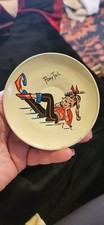 Vintage Enamel Tin Ponytail Girl Plates EPIC!  3" Set of 3.....Retro.....MINT