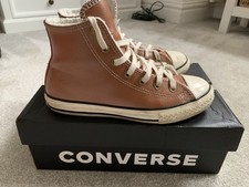 Boys Converse High Tops leather faux fur Lined Size 3 