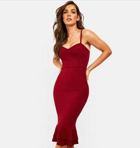 Boohoo red sweetheart strappy - red,