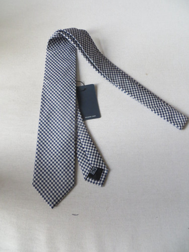 Drake blue checked silk - checked, tie