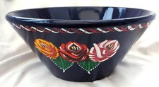 FRUIT BOWL WOODEN DARK BLUE  canalware art canal barge ware narrowboat