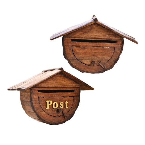 Wooden mailbox outside - wooden,