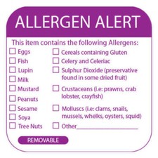 Food Allergy Warning Day Dot Labels/Catering Stickers 500 Per Roll
