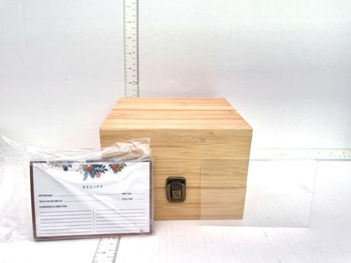 Bamboo wooden recipe box - wooden,