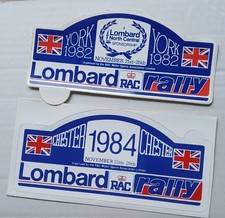 LOMBARD RAC RALLY 1982 & 1984 PAIR OF VINYL SELF ADHESIVE RALLY CAR STICKERS