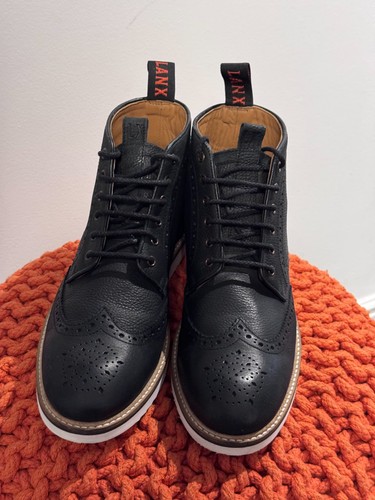 Lanx black leather - leather, brogue