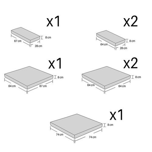 7pc replacement rattan cushion - 7pc,