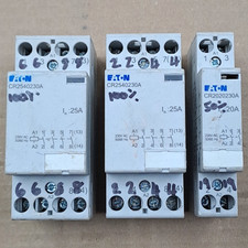 3 x Eaton Contactors 20 Amp 2 Pole and 25 Amp 4 Pole 230V Coil DIN Rail Mount